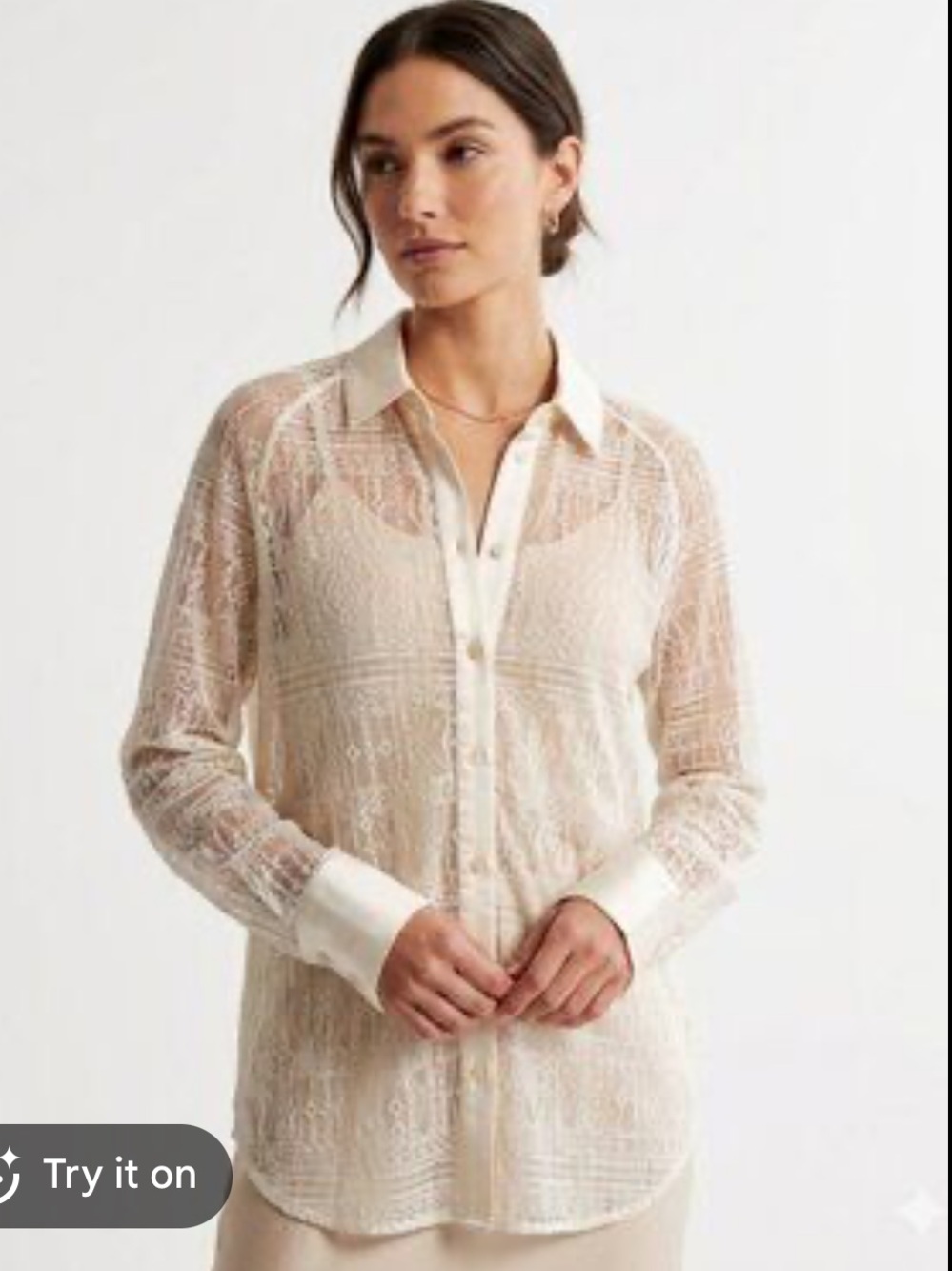 Jason Wu Cream sheer Lace Button-Up Blouse